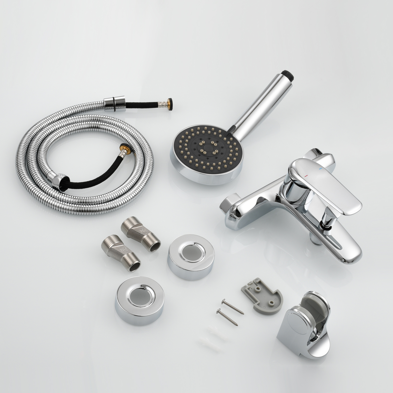 Tecmolog Brass Bathtub Shower Set Single Handle Hot and Cold Faucet Shower Mixer Chrome/Black/Gray