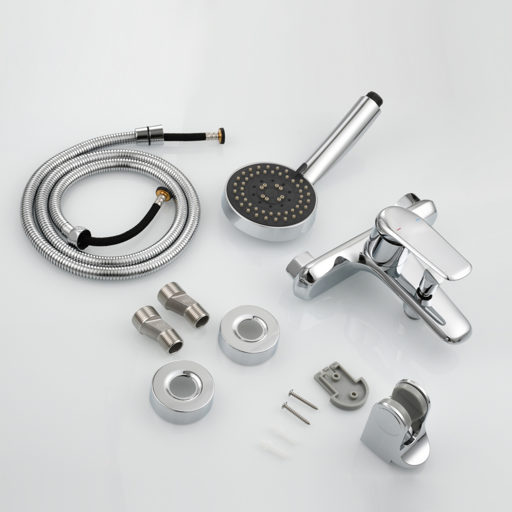 Tecmolog Brass Bathtub Shower Set Single Handle Hot and Cold Faucet Shower Mixer Chrome/Black/Gray
