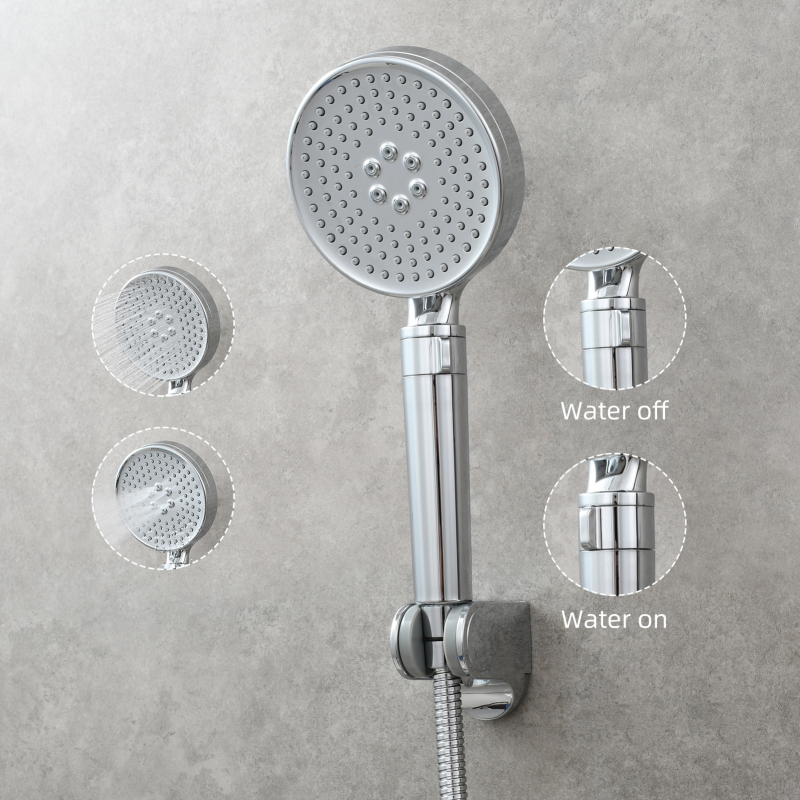 Tecmolog ABS Plastic Chrome Handheld Shower Head,Multi-Function ABS Shower hand 2 Modes,With Shower Hose&Holder Bracket