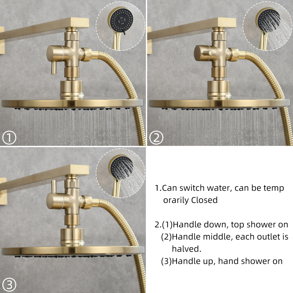Tecmolog Brass Shower Arm Diverter Valve for Hand Held Showerhead 3 Way Shower Diverter Valve G1/2 DSF007/DSF007NA/DSF007C