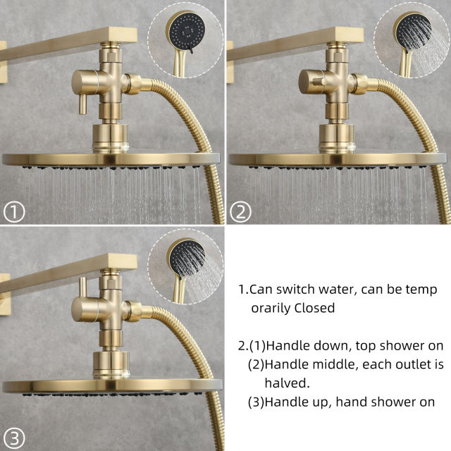 Tecmolog Brass Shower Arm Diverter Valve for Hand Held Showerhead 3 Way Shower Diverter Valve G1/2 DSF007/DSF007NA/DSF007C