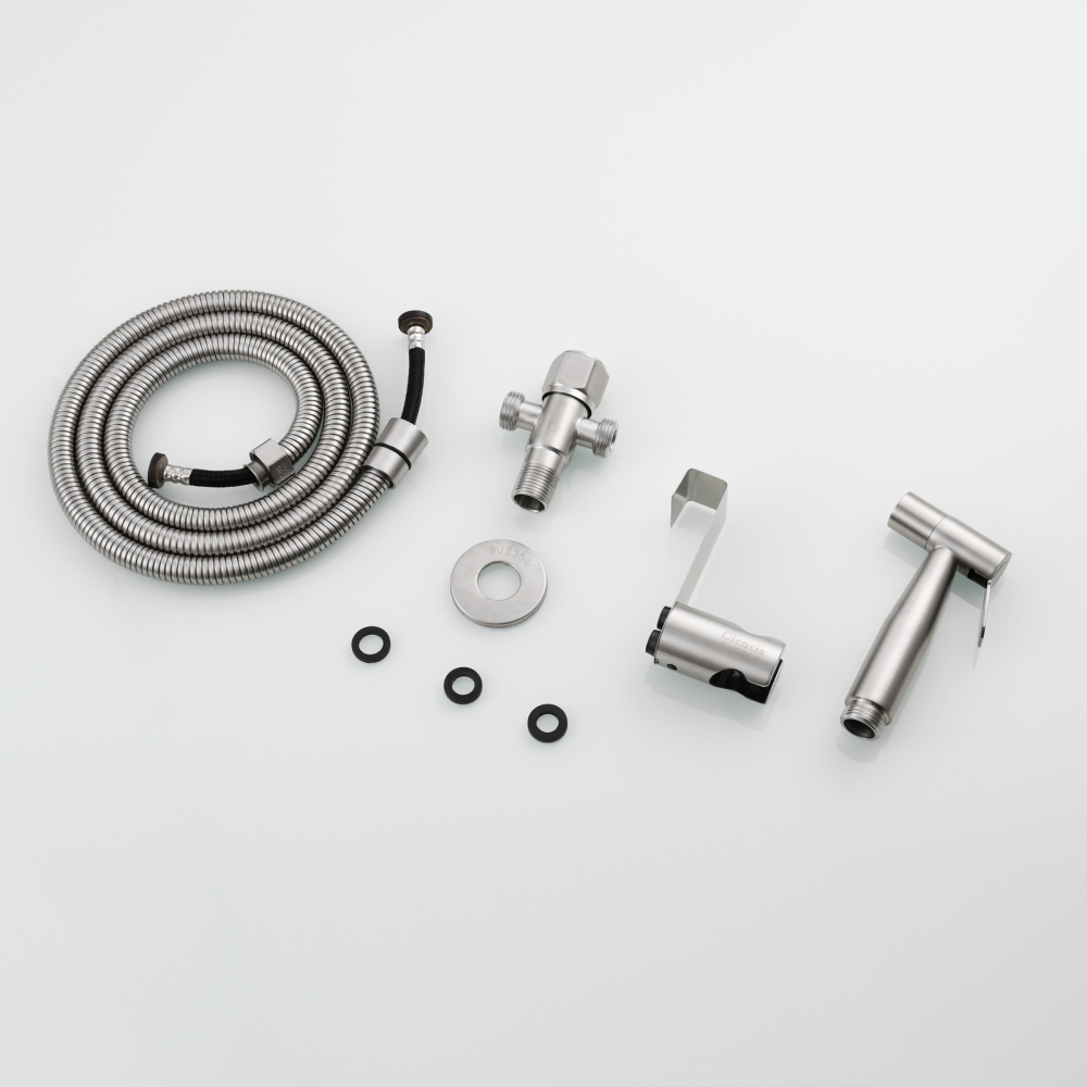 Tecmolog Handheld Bidet Sprayer Set, Stainless Steel Shattaf, Cloth Diaper Sprayer for Toilet WS024F2