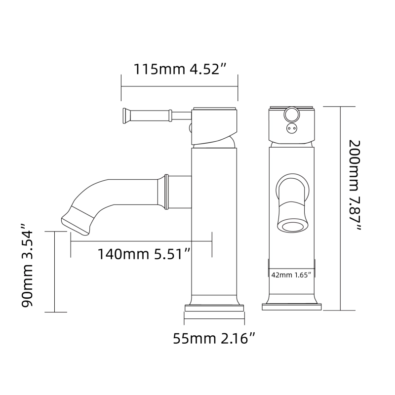 Tecmolog Brass Bathroom Deck Mount Chrome Hot and Cold Basin Faucet with Single Handle