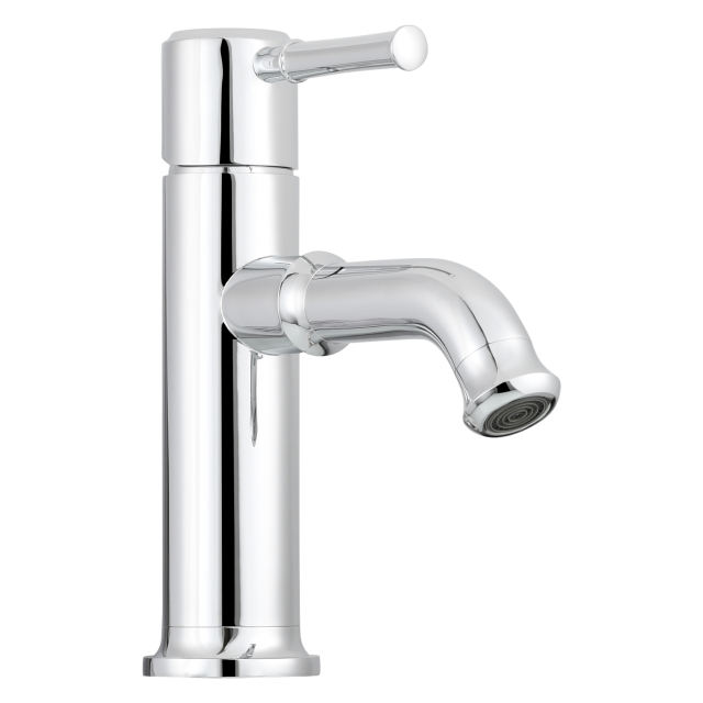 Tecmolog Brass Bathroom Deck Mount Chrome Hot and Cold Basin Faucet with Single Handle