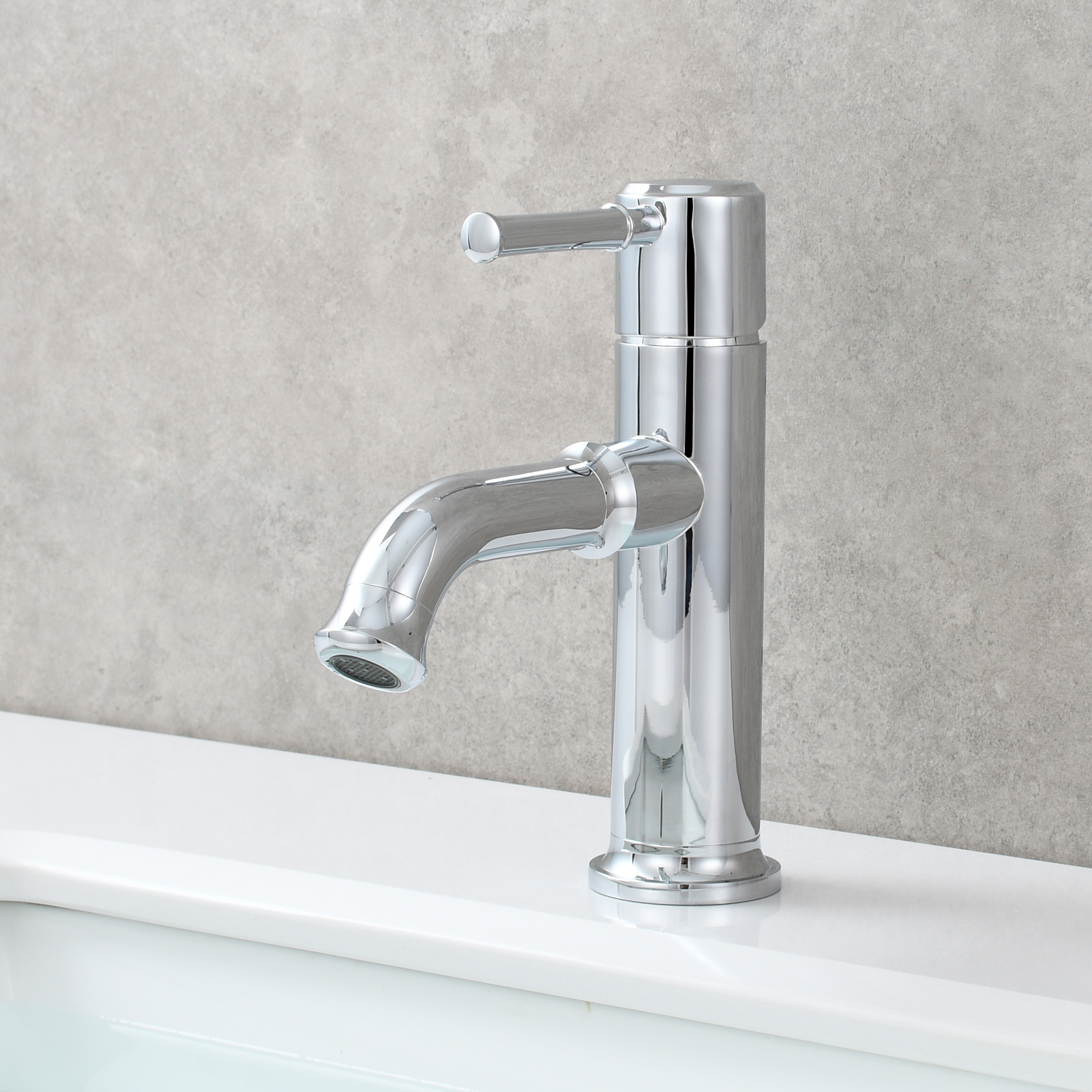 Tecmolog Brass Bathroom Deck Mount Chrome Hot and Cold Basin Faucet with Single Handle