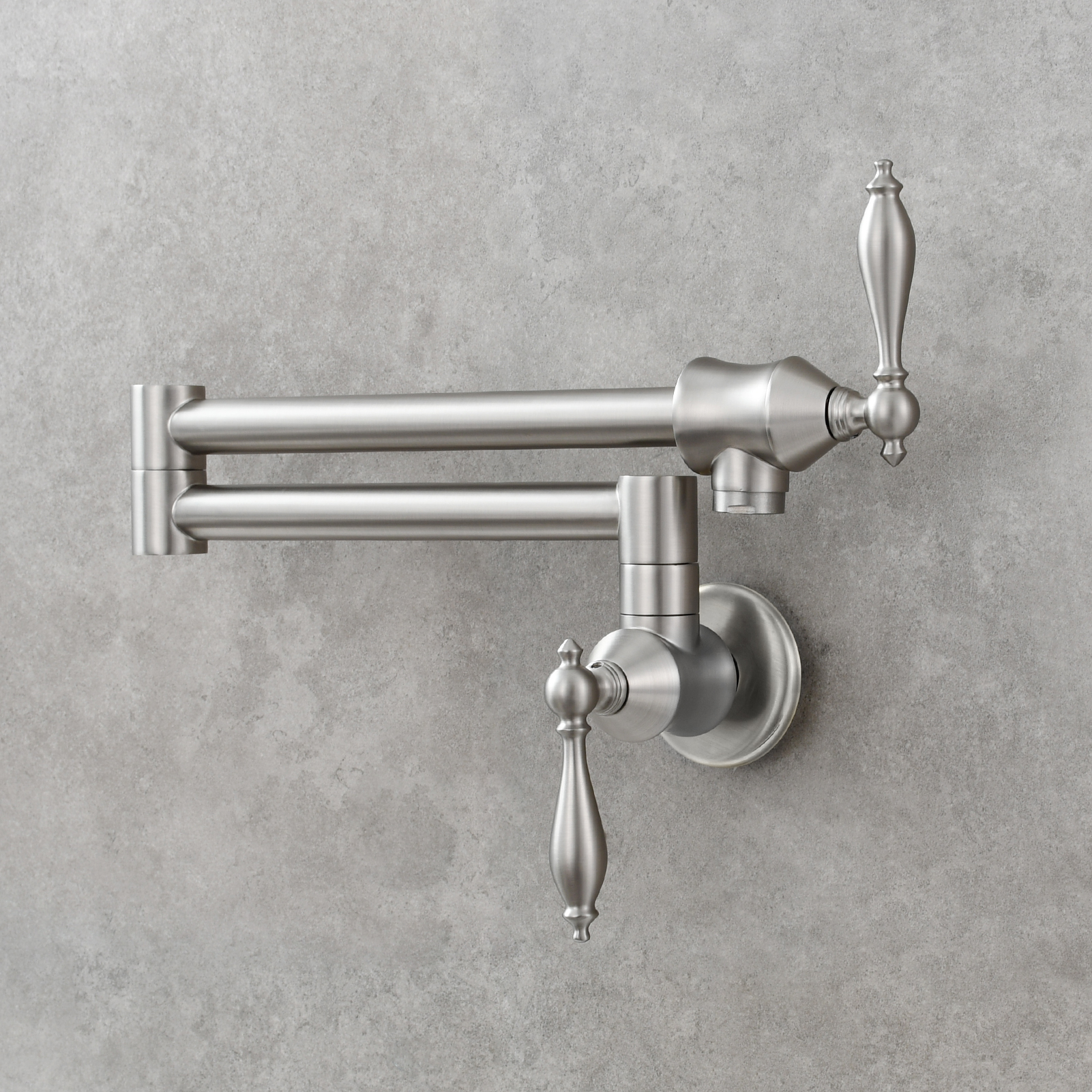 Tecmolog Pot Filler Faucet Brass Commercial Wall Mount Kitchen Sink Faucet Folding Stretchable with Single Hole Two Handles
