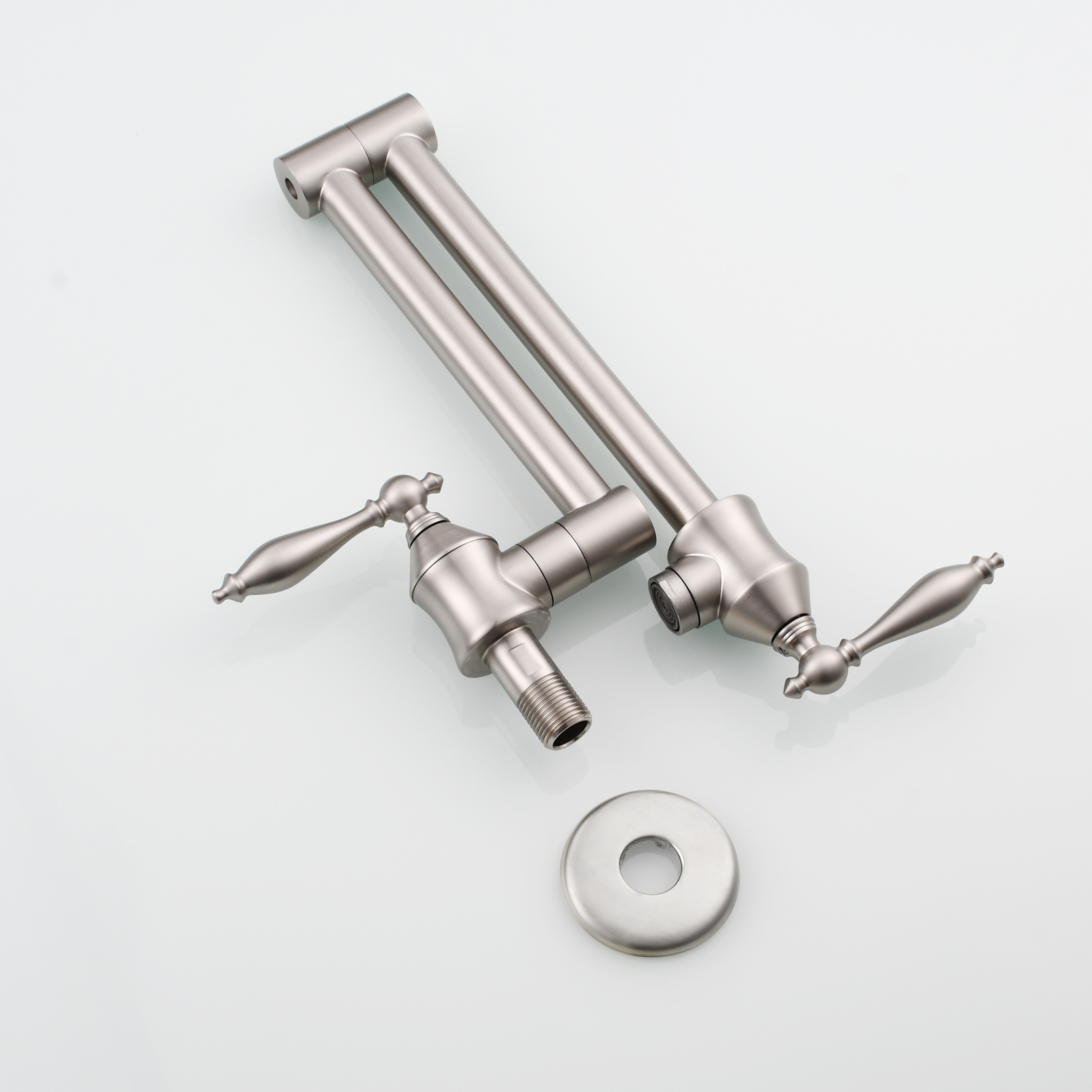 Tecmolog Pot Filler Faucet Brass Commercial Wall Mount Kitchen Sink Faucet Folding Stretchable with Single Hole Two Handles