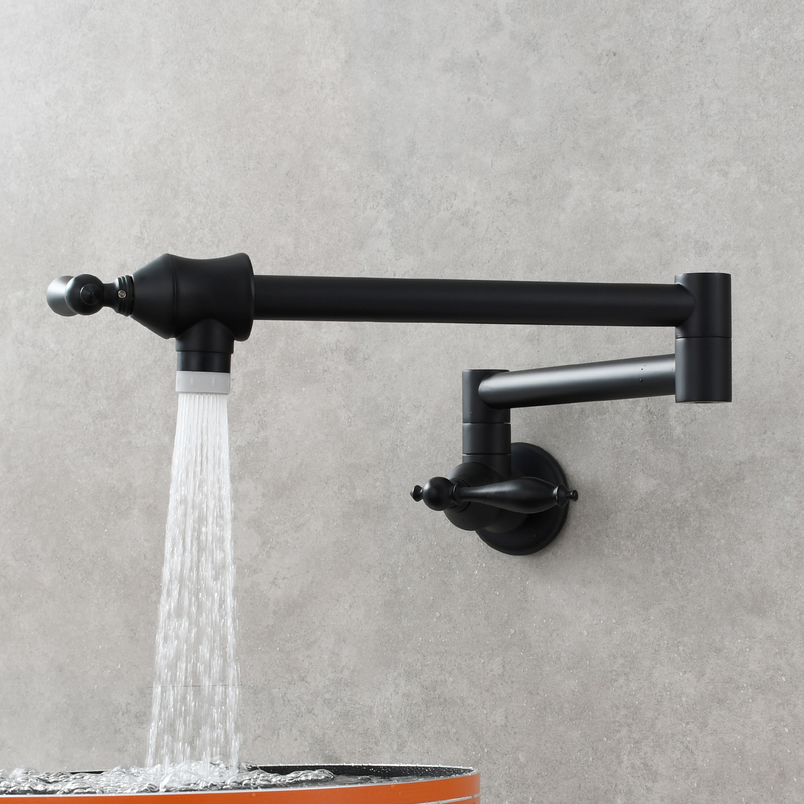 Tecmolog Pot Filler Faucet Brass Commercial Wall Mount Kitchen Sink Faucet Folding Stretchable with Single Hole Two Handles