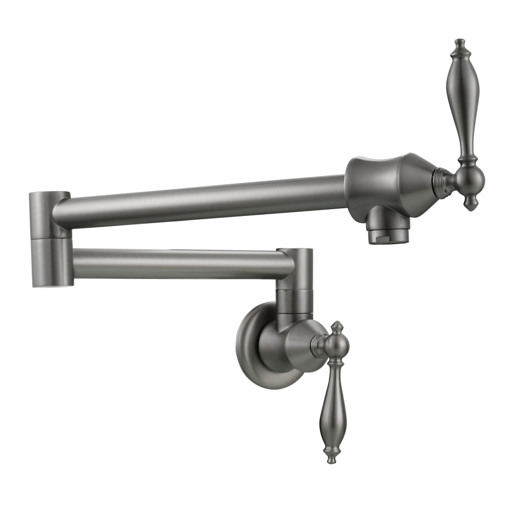 Tecmolog Pot Filler Faucet Brass Commercial Wall Mount Kitchen Sink Faucet Folding Stretchable with Single Hole Two Handles