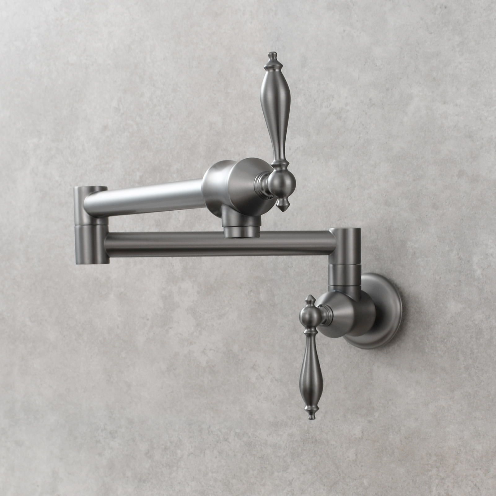 Tecmolog Pot Filler Faucet Brass Commercial Wall Mount Kitchen Sink Faucet Folding Stretchable with Single Hole Two Handles