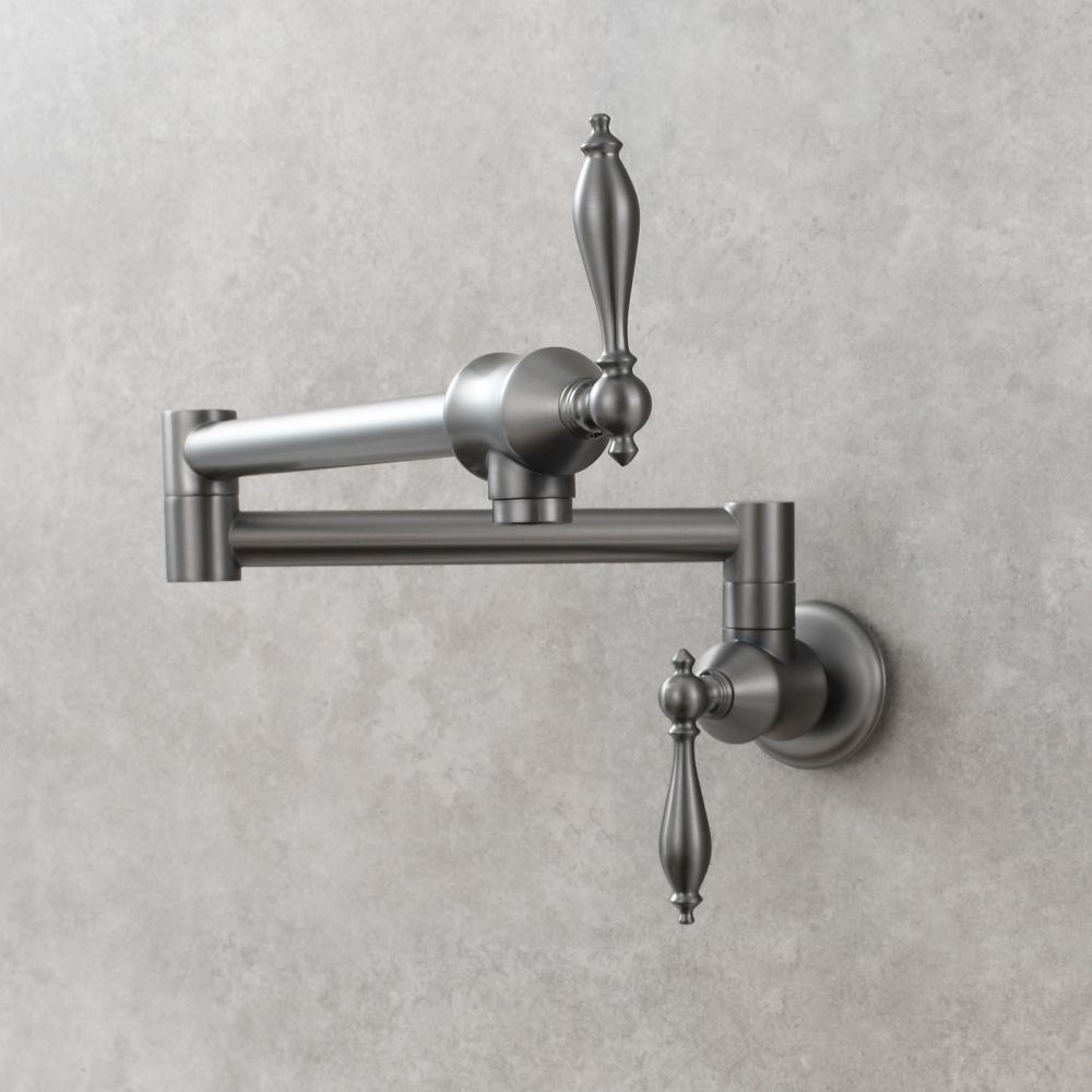 Tecmolog Pot Filler Faucet Brass Commercial Wall Mount Kitchen Sink Faucet Folding Stretchable with Single Hole Two Handles