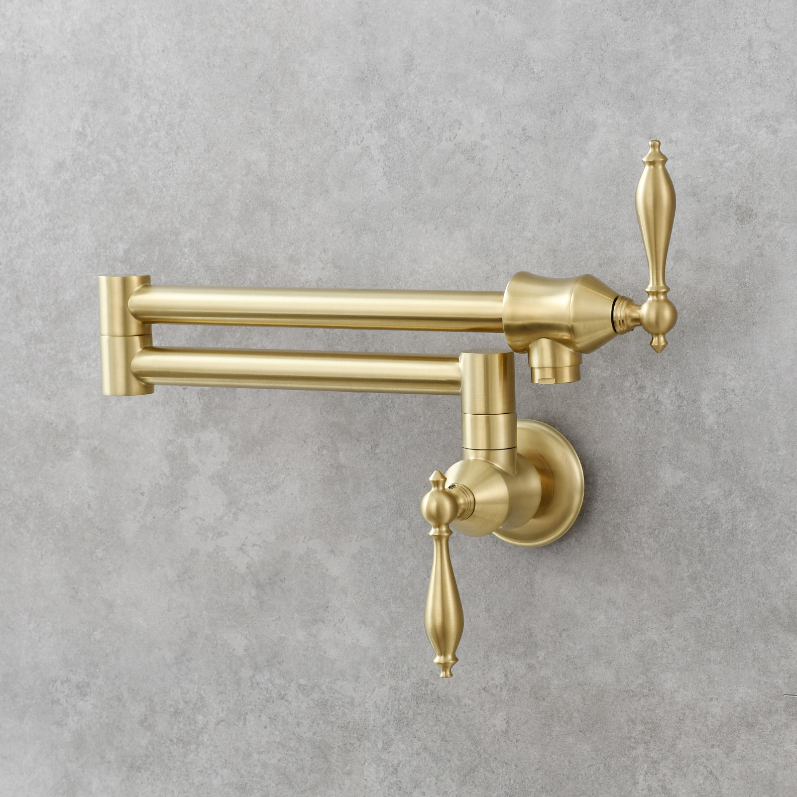 Tecmolog Pot Filler Faucet Brass Commercial Wall Mount Kitchen Sink Faucet Folding Stretchable with Single Hole Two Handles