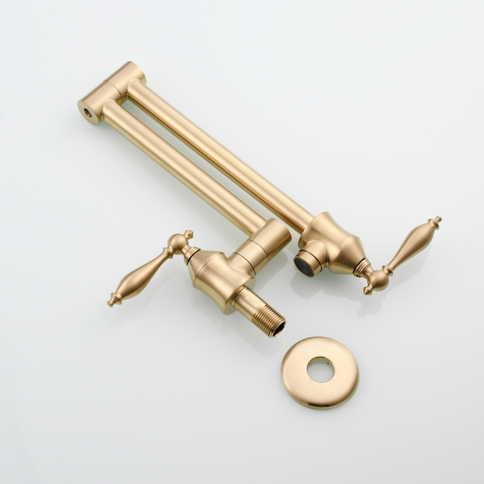 Tecmolog Pot Filler Faucet Brass Commercial Wall Mount Kitchen Sink Faucet Folding Stretchable with Single Hole Two Handles