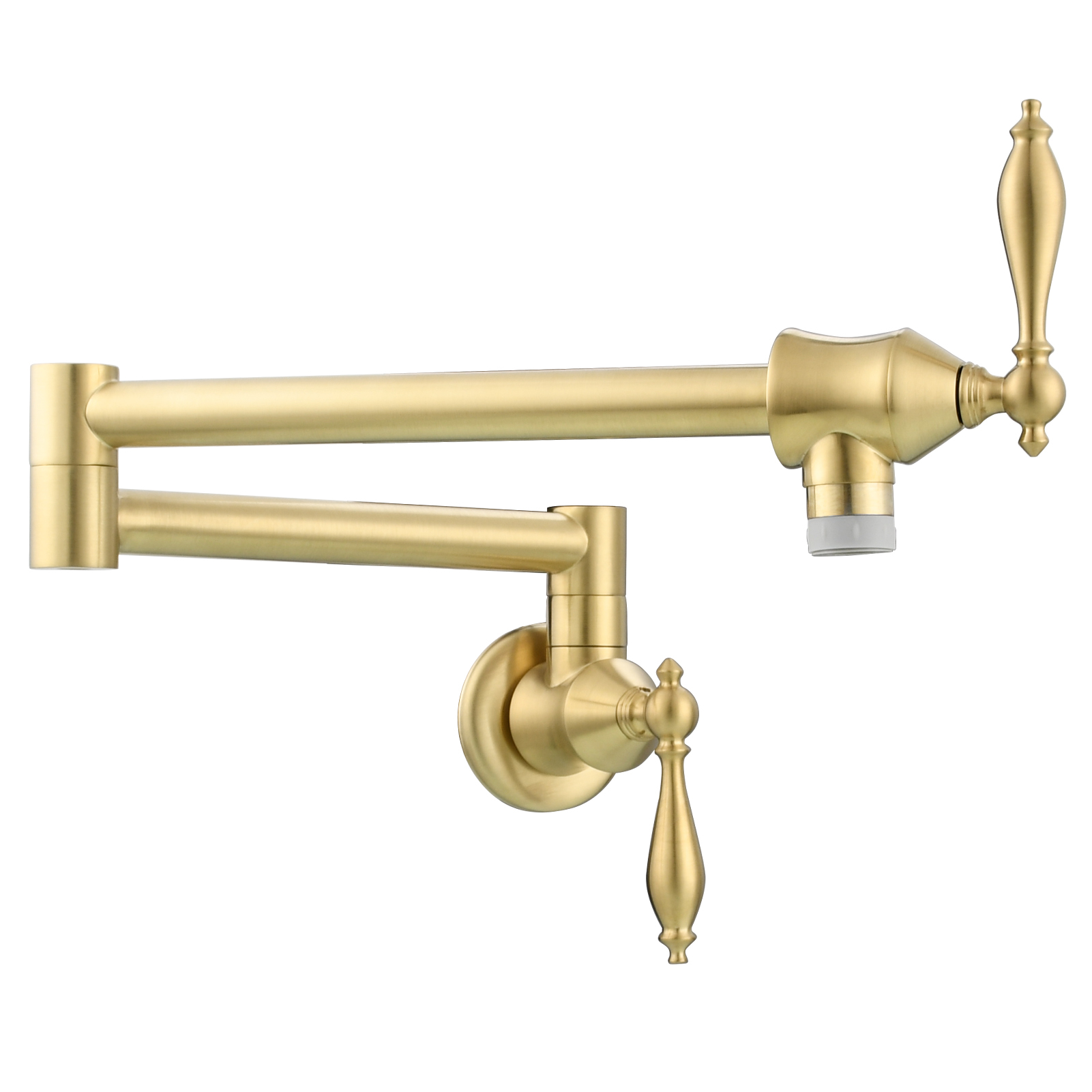 Tecmolog Pot Filler Faucet Brass Commercial Wall Mount Kitchen Sink Faucet Folding Stretchable with Single Hole Two Handles