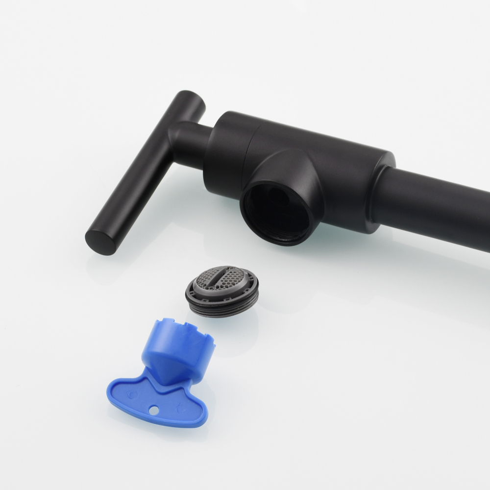 Tecmolog Deck Mount Pot Filler Kitchen Faucet, Brass Only Cold Folding Faucet, Dual Handles Stretchable 23” Double Swing Joint Single Hole Kitchen Sink Tap