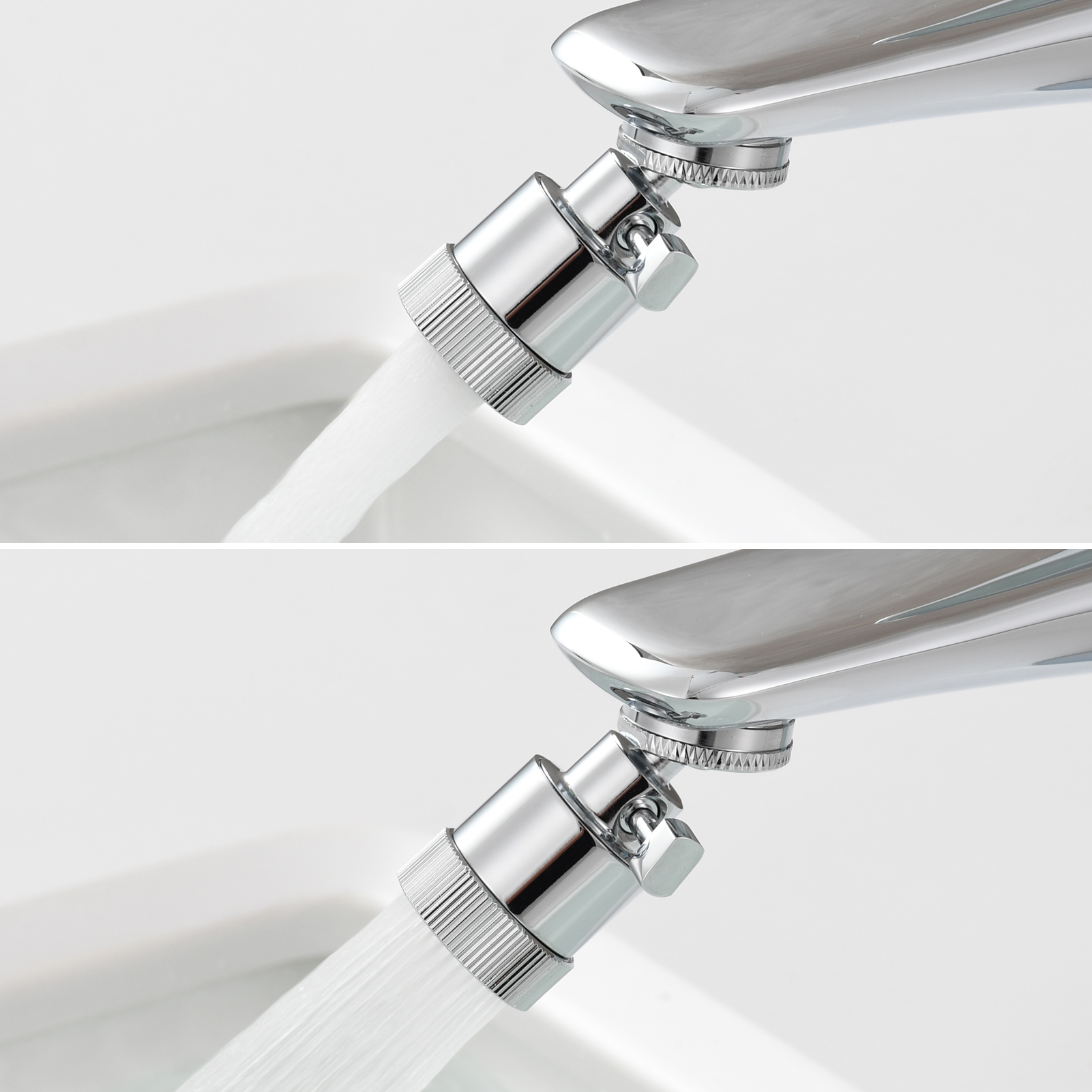 Tecmolog Dual-function Female M22/Male M24 Faucet Aerator With Adjustable Water Flow, 1.8 GPM Extra Big Angle Rotate Kitchen Sink Aerator Sprayer Head 360 Degree Swivel Sprayer Attachment-55/64 Inch Chrome
