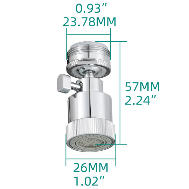 Tecmolog Dual-function Female M22/Male M24 Faucet Aerator With Adjustable Water Flow, 1.8 GPM Extra Big Angle Rotate Kitchen Sink Aerator Sprayer Head 360 Degree Swivel Sprayer Attachment-55/64 Inch Chrome