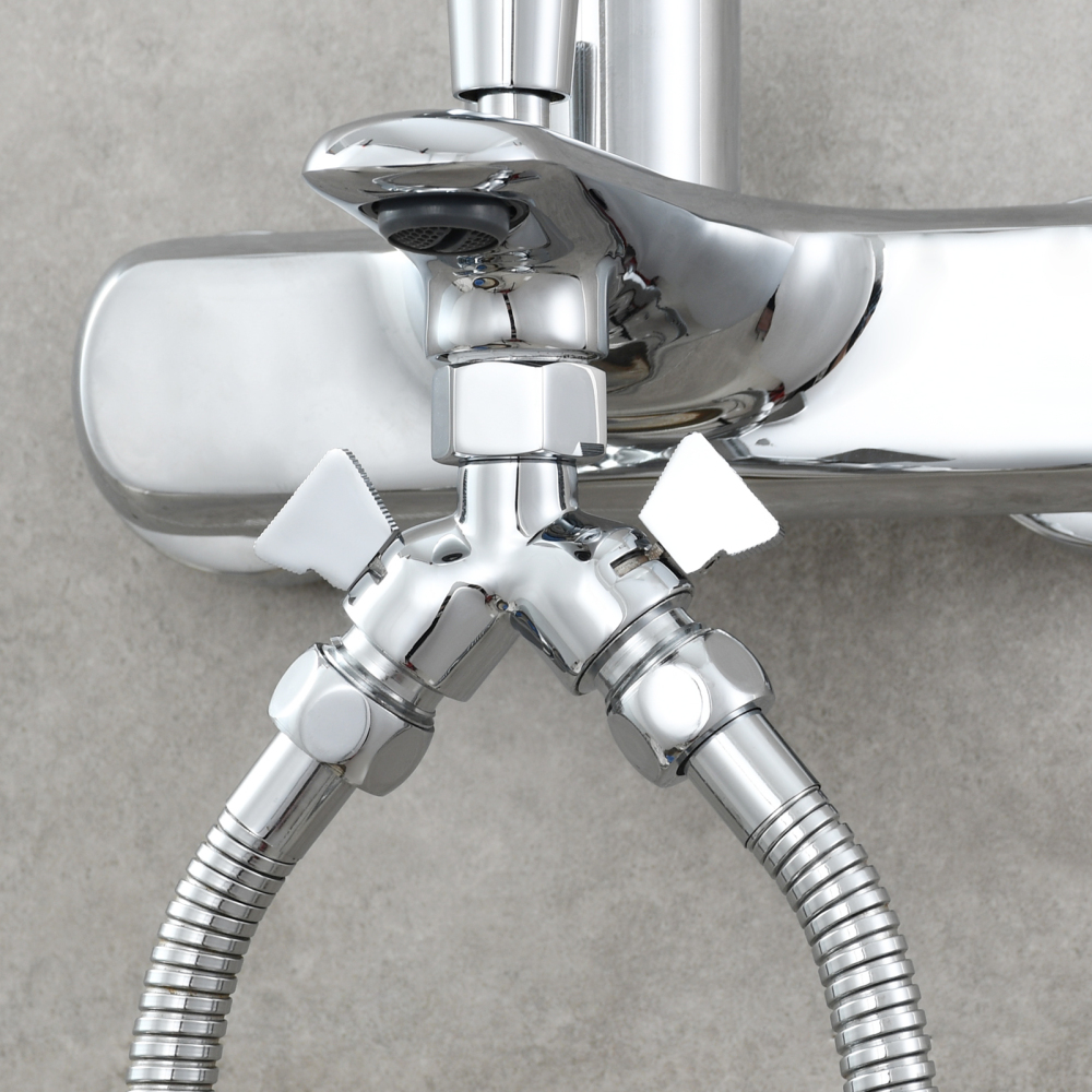 Tecmolog Brass Shower Splitter 2 Way Shower Arm Diverter with Shut Off Valve G 1/2 for Shower Head Chrome, DSF017