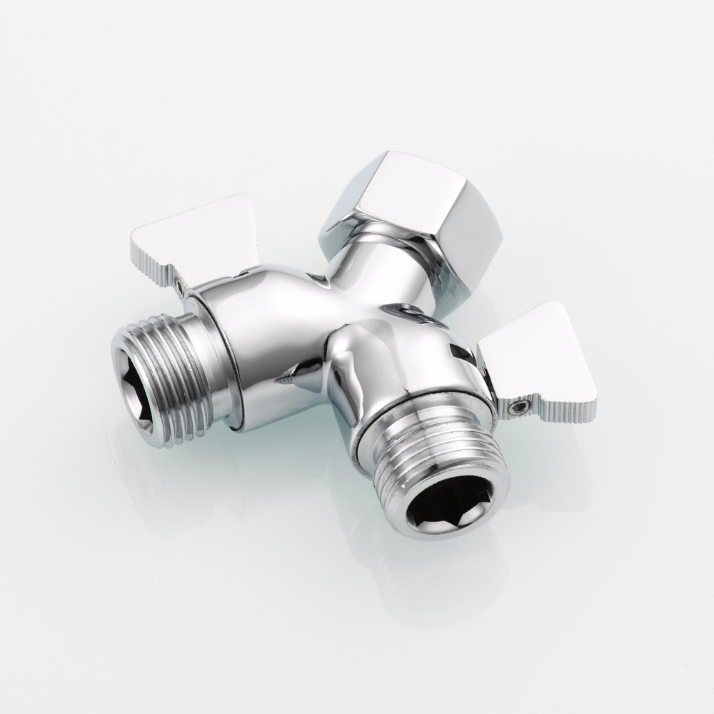 Tecmolog Brass Shower Splitter 2 Way Shower Arm Diverter with Shut Off Valve G 1/2 for Shower Head Chrome, DSF017