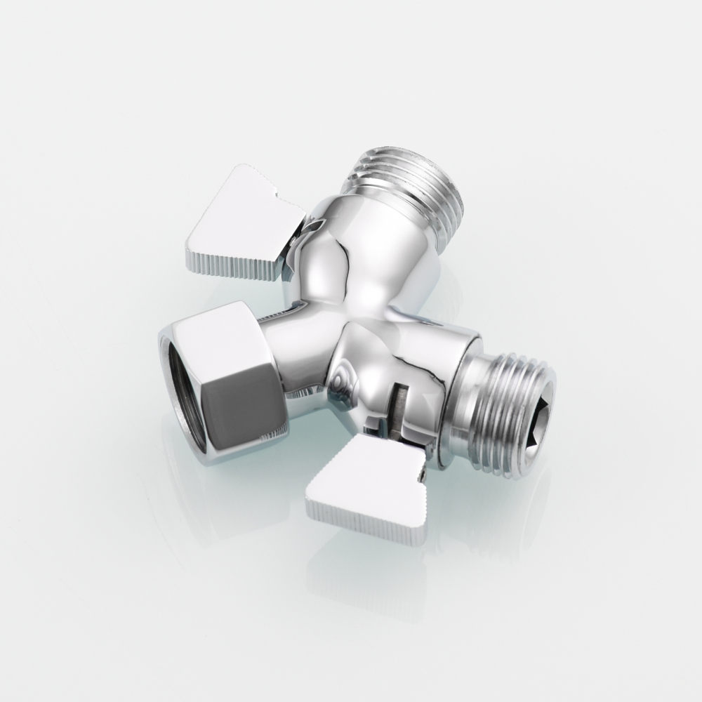 Tecmolog Brass Shower Splitter 2 Way Shower Arm Diverter with Shut Off Valve G 1/2 for Shower Head Chrome, DSF017