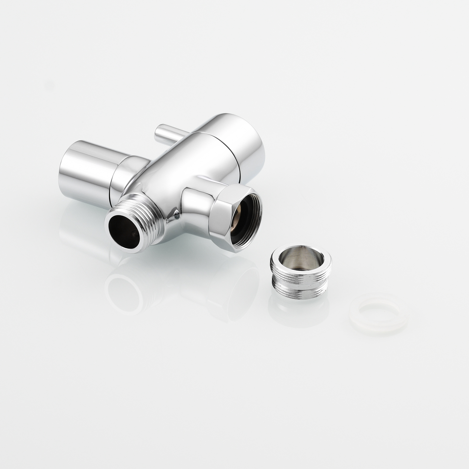 Tecmolog Faucet Diverter Valve With Aerator and Male Threaded Adapter(M22/M24), Faucet Adapter 3 Modes for Hose Attachment with Shut Off, For Bathroom/Kitchen Sink Faucet Connection, Chrome, SBA044