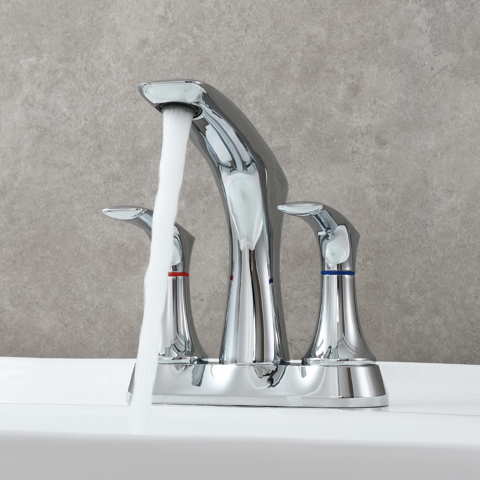 Tecmolog Brass Bathroom Deck Mount Hot and Cold Basin Faucet with Pop Up Drain