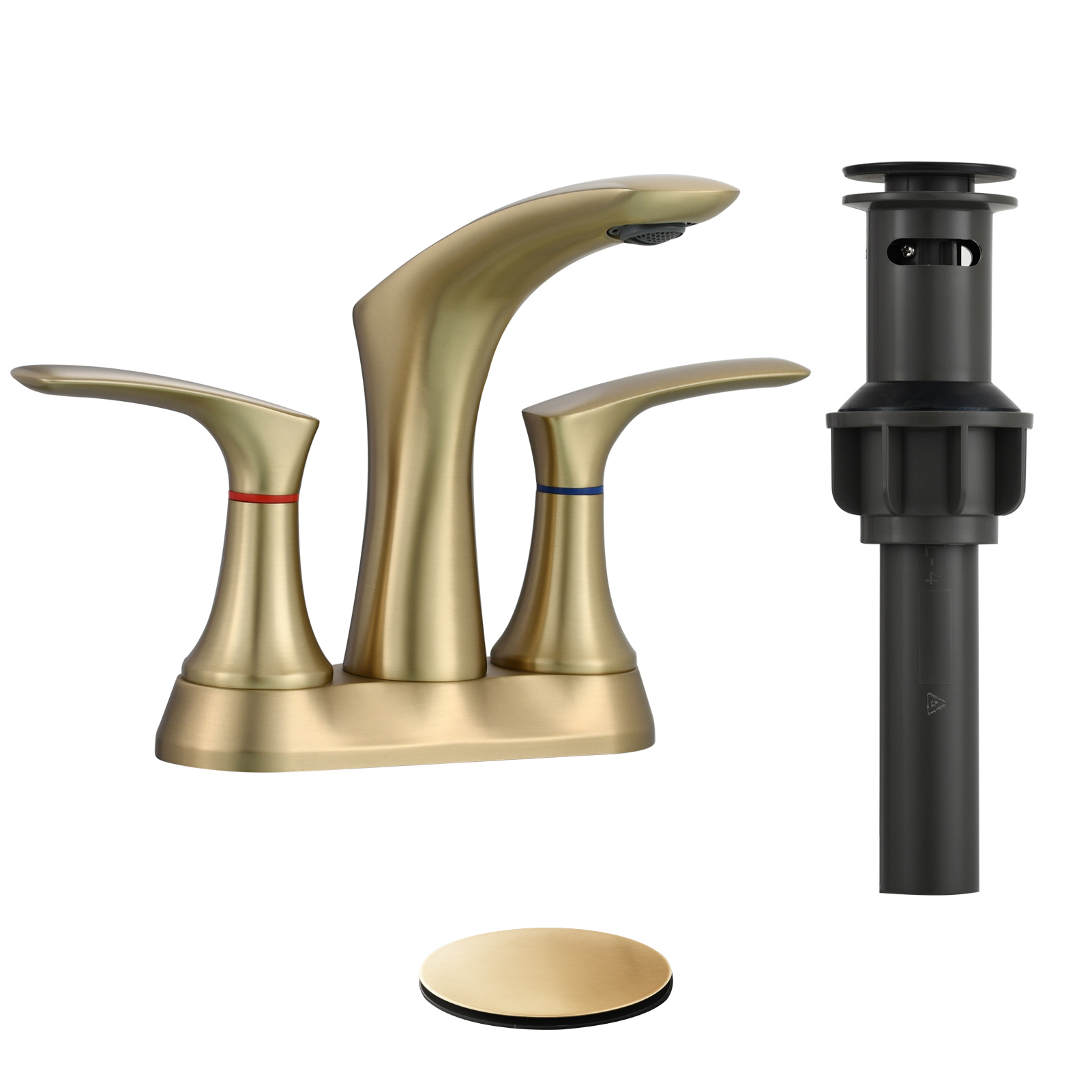 Tecmolog Brass Bathroom Deck Mount Hot and Cold Basin Faucet with Pop Up Drain