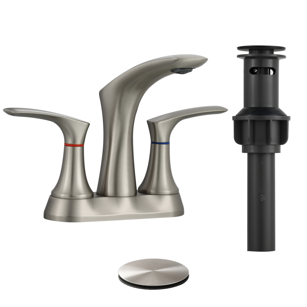 Tecmolog Brass Bathroom Deck Mount Hot and Cold Basin Faucet with Pop Up Drain