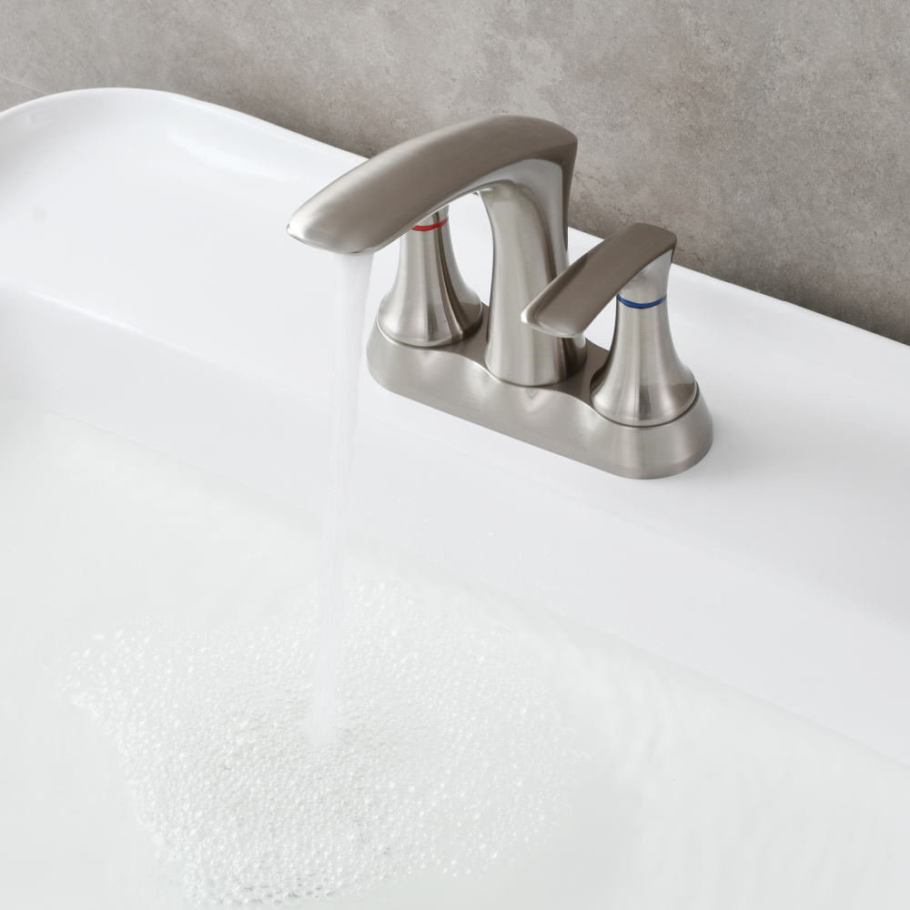 Tecmolog Brass Bathroom Deck Mount Hot and Cold Basin Faucet with Pop Up Drain