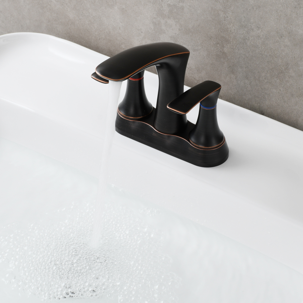 Tecmolog Brass Bathroom Deck Mount Hot and Cold Basin Faucet with Pop Up Drain