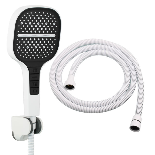 Tecmolog High-Pressure 7 settings Hand Shower with Shut Off Water Button, Shower Head with 5 Foot Hose & Adjustable Angle Bracket, BS170