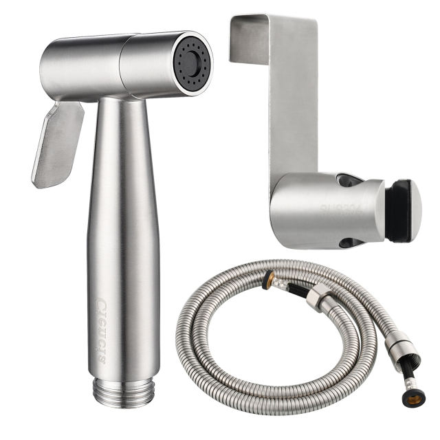 Tecmolog Stainless Steel Handheld Bidet Sprayer Shattaf for Toilet Washing, Bidet Sprayer Set with Hose, Holder and G1/2 Diverter, WS024/WS024S/WS024F