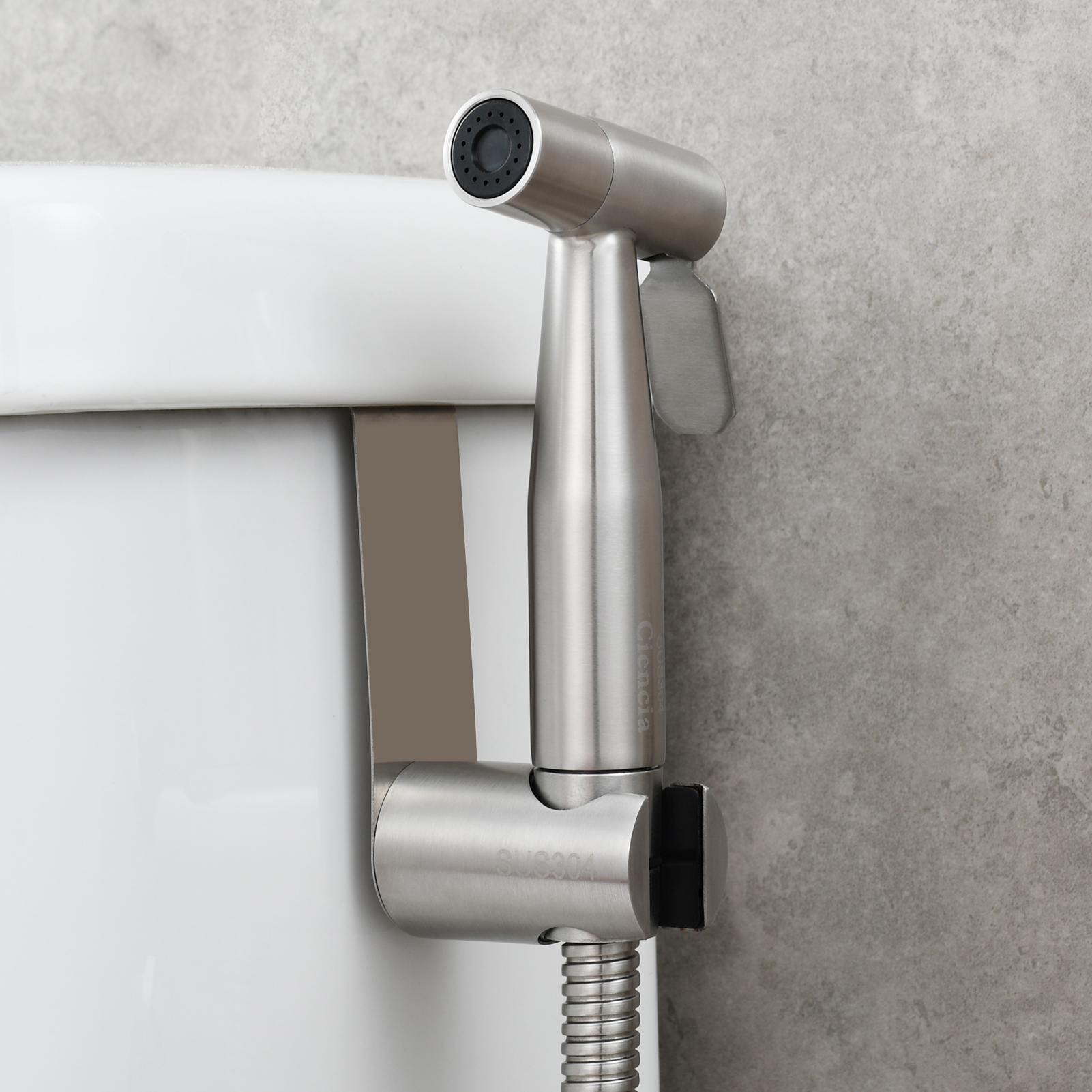 Tecmolog Stainless Steel Handheld Bidet Sprayer Shattaf for Toilet Washing, Bidet Sprayer Set with Hose, Holder and G1/2 Diverter, WS024/WS024S/WS024F