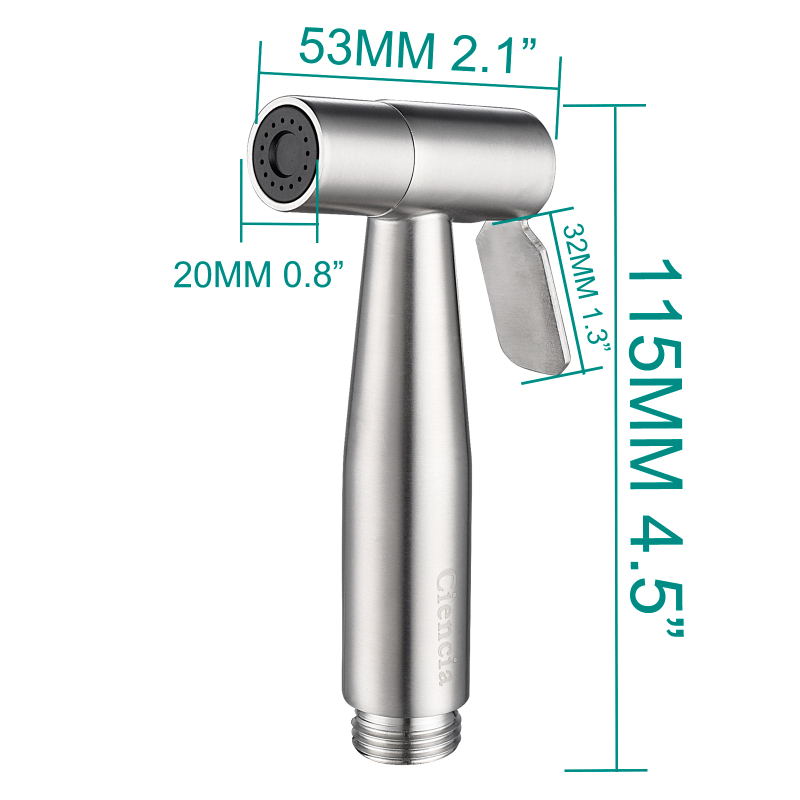 Tecmolog Stainless Steel Handheld Bidet Sprayer Shattaf for Toilet Washing, Bidet Sprayer Set with Hose, Holder and G1/2 Diverter, WS024/WS024S/WS024F