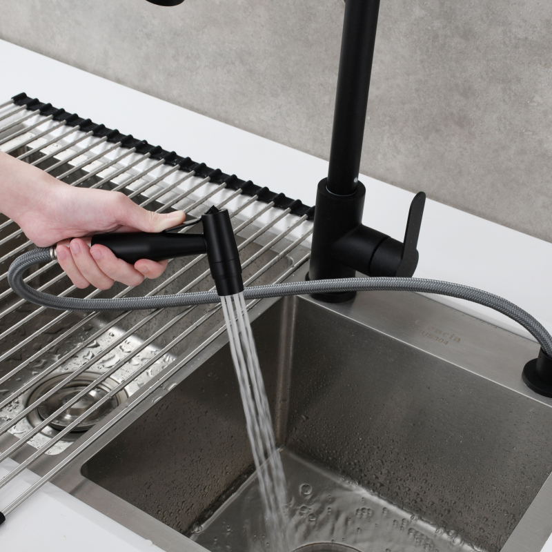 Tecmolog Stainless Steel Black Kitchen Faucet Sprayer, Kitchen Sink Side Sprayer Set for Kitchen Sink Washing WS030CF