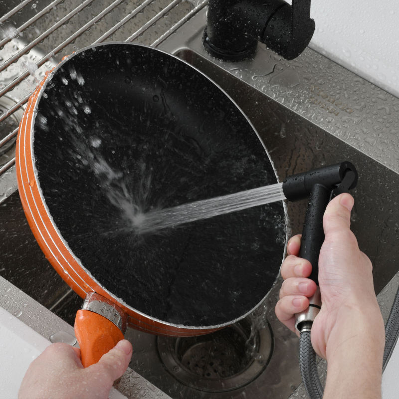 Tecmolog Stainless Steel Black Kitchen Faucet Sprayer, Kitchen Sink Side Sprayer Set for Kitchen Sink Washing WS030CF