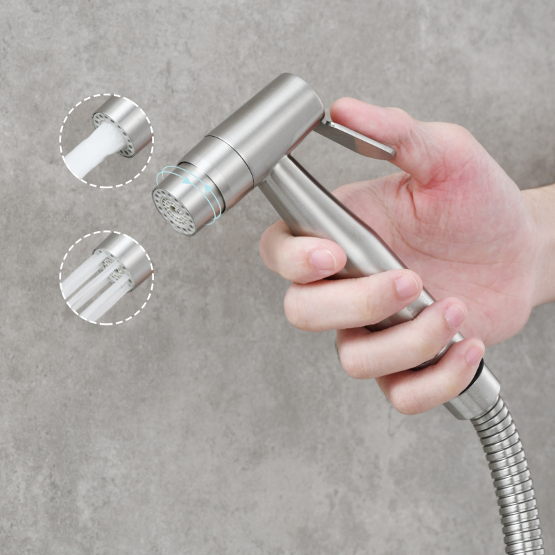 Tecmolog Stainless Steel Hand Held Bidet Sprayer Shattaf with Double Water Mode for Toilet Washing WS024A/WS024AS/WA024AF
