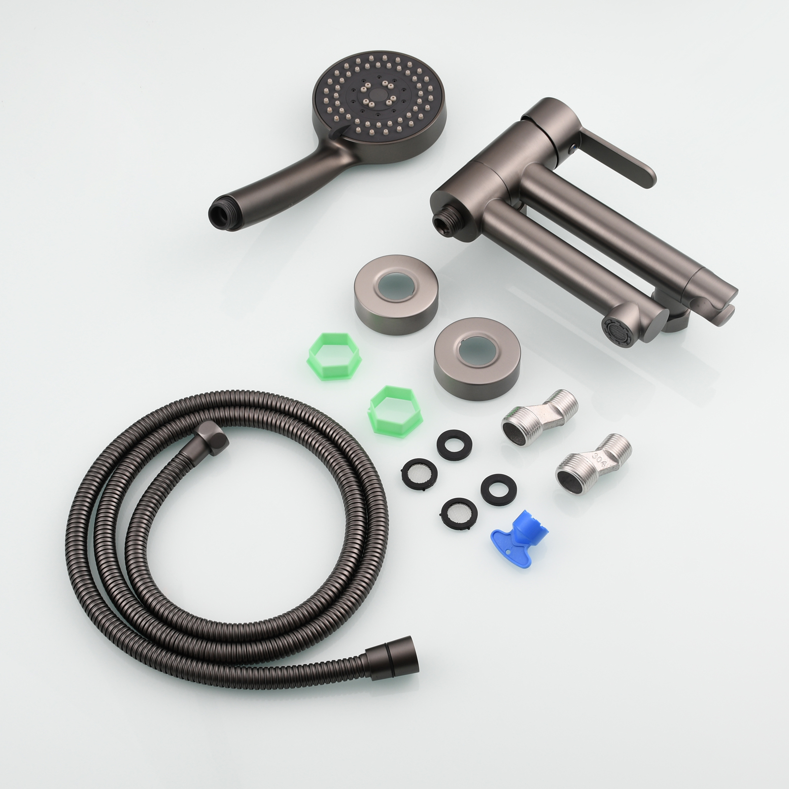 Tecmolog Brass Bathtub Faucet Set,Bathroom Wall-Mounted Bathtub  for Showering,with Handheld Shower for Showering,Chrome/Black