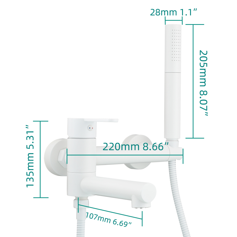 Tecmolog Brass Bathtub Faucet Set,Bathroom Wall-Mounted Bathtub  for Showering,with Handheld Shower for Showering,Chrome/Black