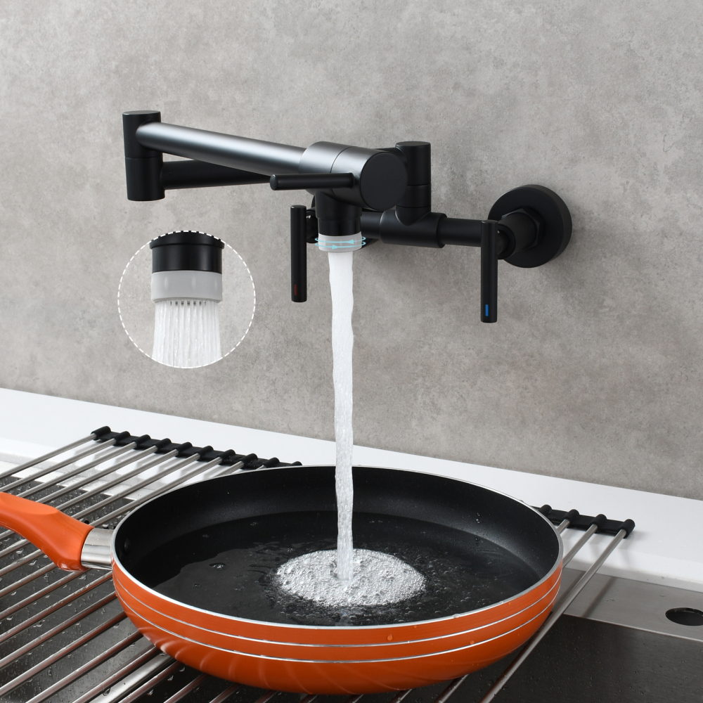 Tecmolog Pot Filler Faucet Wall Mounted Kitchen Faucet with Dual Switch Double Handle Taps,BC1243