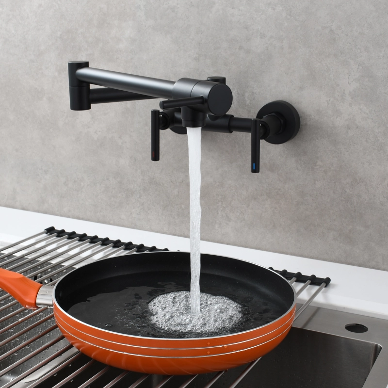 Tecmolog Pot Filler Faucet Wall Mounted Kitchen Faucet with Dual Switch Double Handle Taps,BC1243