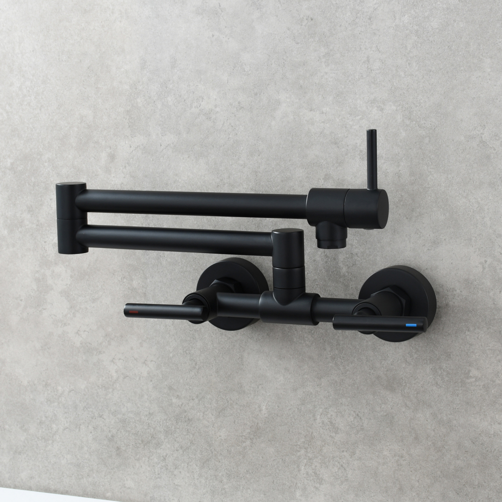 Tecmolog Pot Filler Faucet Wall Mounted Kitchen Faucet with Dual Switch Double Handle Taps,BC1243