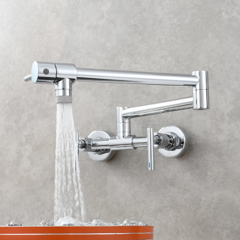 Tecmolog Pot Filler Faucet Wall Mounted Kitchen Faucet with Dual Switch Double Handle Taps,BC1243