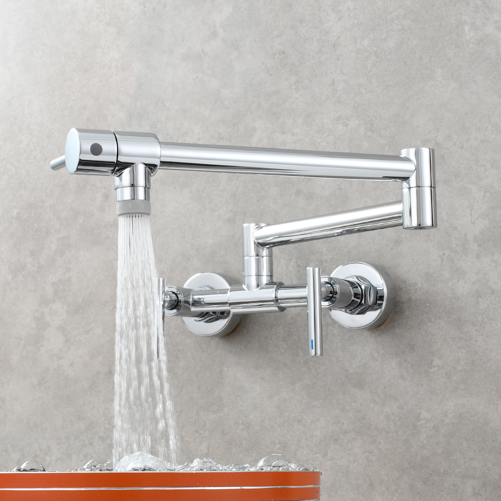 Tecmolog Pot Filler Faucet Wall Mounted Kitchen Faucet with Dual Switch Double Handle Taps,BC1243