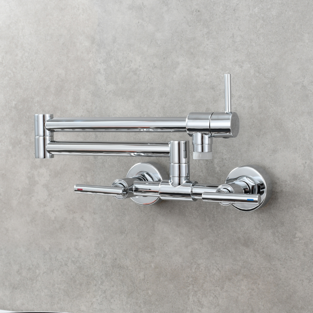 Tecmolog Pot Filler Faucet Wall Mounted Kitchen Faucet with Dual Switch Double Handle Taps,BC1243
