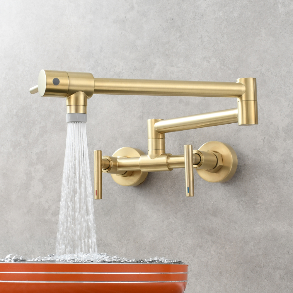 Tecmolog Pot Filler Faucet Wall Mounted Kitchen Faucet with Dual Switch Double Handle Taps,BC1243