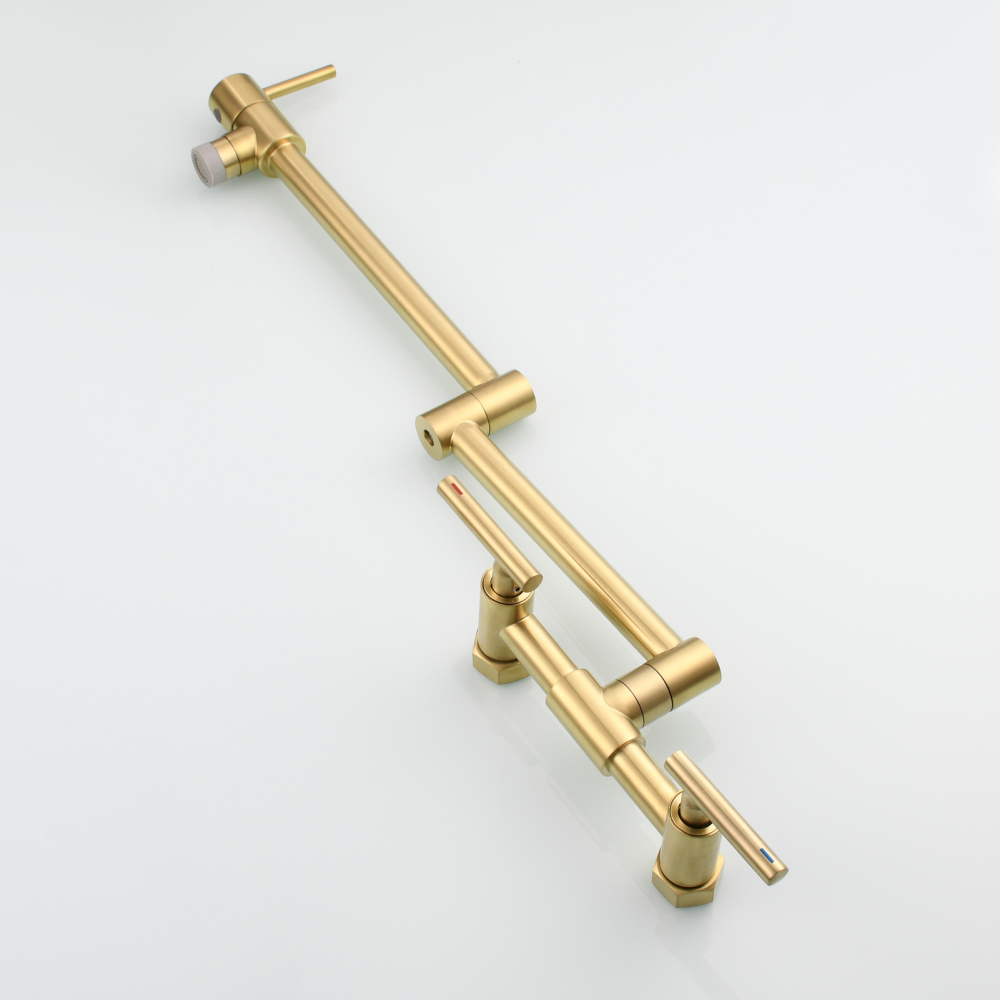 Tecmolog Pot Filler Faucet Wall Mounted Kitchen Faucet with Dual Switch Double Handle Taps,BC1243