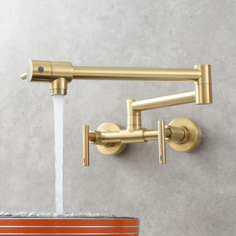 Tecmolog Pot Filler Faucet Wall Mounted Kitchen Faucet with Dual Switch Double Handle Taps,BC1243