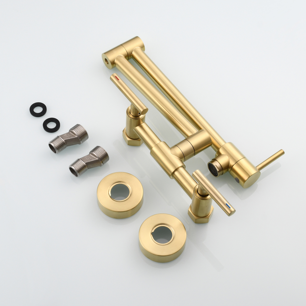 Tecmolog Pot Filler Faucet Wall Mounted Kitchen Faucet with Dual Switch Double Handle Taps,BC1243