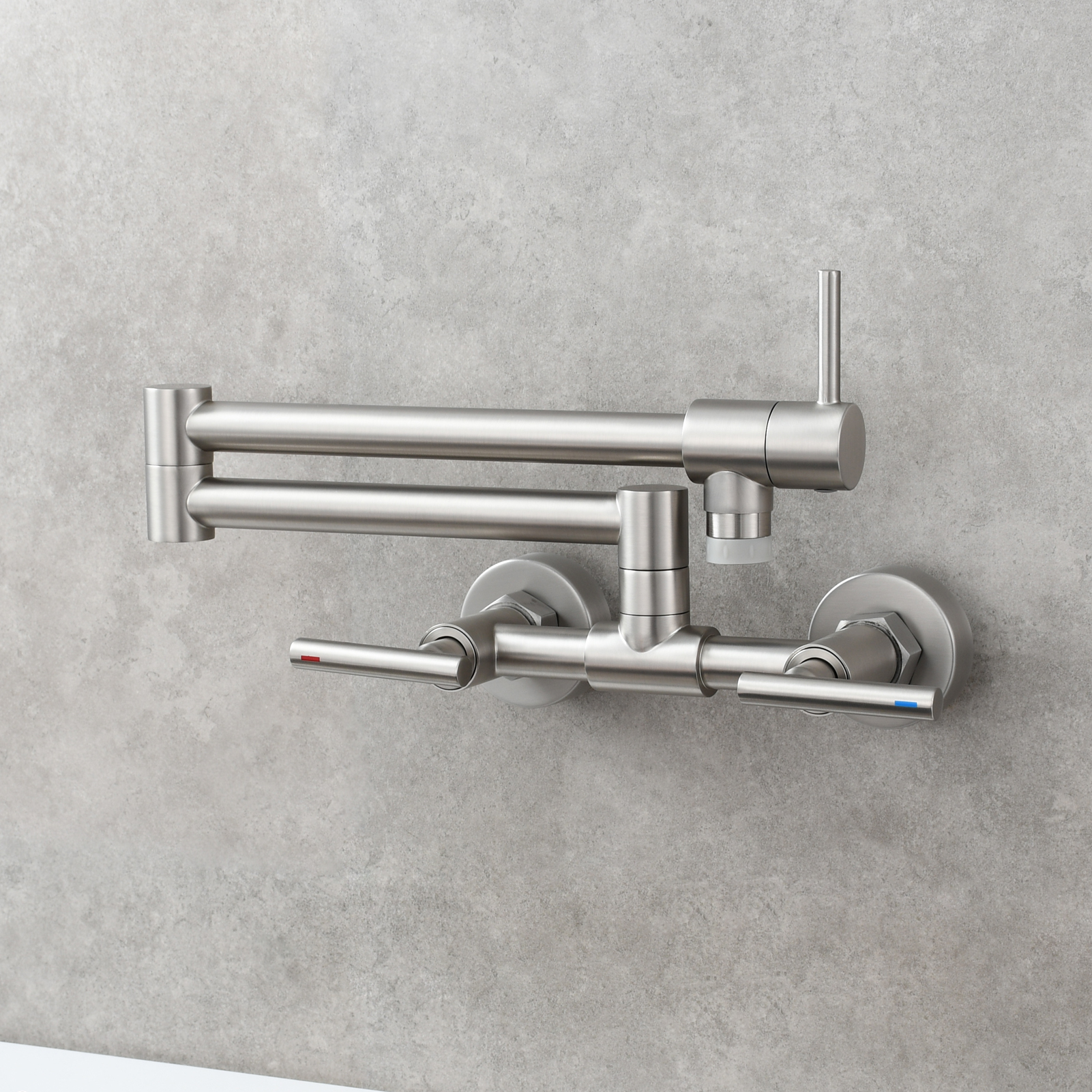Tecmolog Pot Filler Faucet Wall Mounted Kitchen Faucet with Dual Switch Double Handle Taps,BC1243